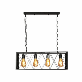 Black Cuboid Metal Kitchen Island Chandelier Ceiling Light 4xE27