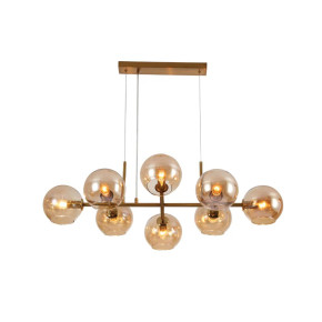 Amber Globe Glasses Gold Metal Body Kitchen Island Chandelier Ceiling Light 8xE14 Fittings Amber Globe Glasses Gold Metal Body Kitchen Island Chandelier Ceiling Light 8xE14 Fittings