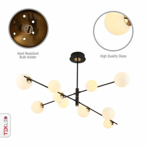 White Globe Glass Black Rod Body Ceiling Light Modern Sputnik Tiered Nordic Kitchen Island Chandelier 10xG9 Fitting White Globe Glass Black Rod Body Ceiling Light Modern Sputnik Tiered Nordic Kitchen Island Chandelier 10xG9 Fitting