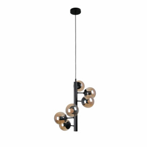 Spiral Globe Glass Black Metal Body Modern Sputnik Pendant Ceiling Chandelier Light E27 - Amber Spiral Globe Glass Black Metal Body Modern Sputnik Pendant Ceiling Chandelier Light E27 - Amber