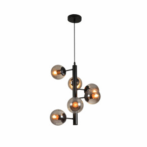 Spiral Globe Glass Black Metal Body Modern Sputnik Pendant Ceiling Chandelier Light E27 - Smoky Spiral Globe Glass Black Metal Body Modern Sputnik Pendant Ceiling Chandelier Light E27 - Smoky