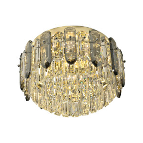 Tiered Flush Chandelier Ceiling Light with Smoky and Clear Crystals - Small
