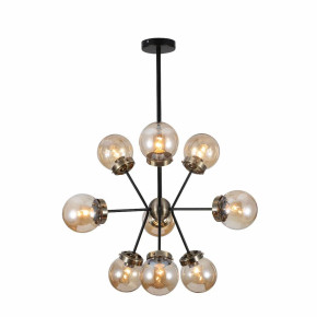 Amber Glass Globe Black and Antique Brass Semi Flush Ceiling Light E27 Amber Glass Globe Black and Antique Brass Semi Flush Ceiling Light E27