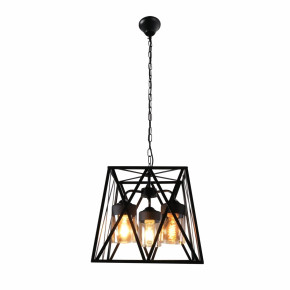Black Metal Body Amber Cylinder Glass Cage Cuboid Chandelier Ceiling Light