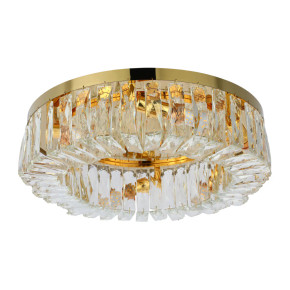 Crystal Round Flush Chandelier Light - Gold