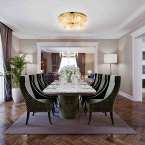 Crystal Round Flush Chandelier Light - Gold