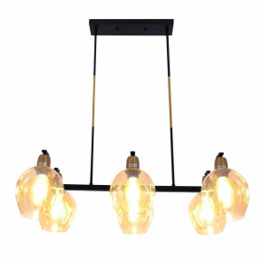 Amber Cone Glass Black Gold Metal Body Island Chandelier Ceiling Light