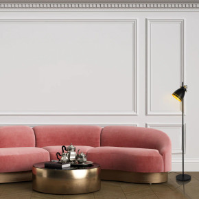 Cone-Shaded Floor Lamp with Gold Detailing & Decorative Shade - Versatile Colours Cone-Shaded Floor Lamp with Gold Detailing & Decorative Shade - Versatile Colours