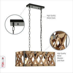 Oak Wood Farmhouse Cuboid Island Chandelier Ceiling Light