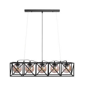 Black Cuboid Cage Amber Globe Glass Island Chandelier Ceiling Light Black Cuboid Cage Amber Globe Glass Island Chandelier Ceiling Light