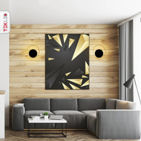 Black and Gold Circular Metal Flat Wall Light