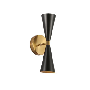 Gold Aluminium Metal Body Black Cone Wall Light