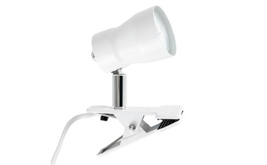 Desk Lamp Clip Spotlight in White with Inline Rocker Switch
