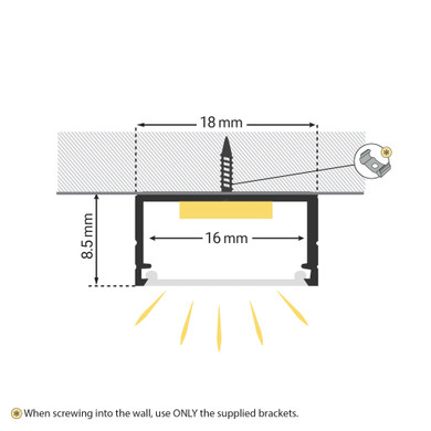 2M Slim Wide Aluminium Profile With Slide-In Frosted Diffuser 18mm x 8.5mm
