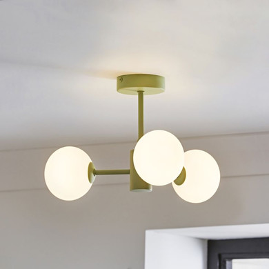 Marlow Ceiling Light 3 Arm in Sage Green