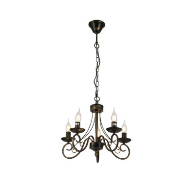 Candle Vintage Gold Patinated Black French Chandelier Ceiling Light E14