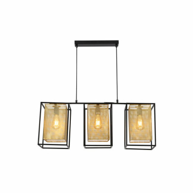 Matte Gold Metal Shade Black Cage Pendant or Island Ceiling Light E27 Fitting