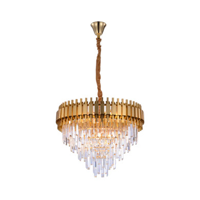 Metropolitan Square Beam Design Tiered Crystal Modern Chandelier Ceiling Light - Gold