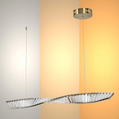 Modern Wave Chandelier with Crystal Accents and Antique Brass Finish