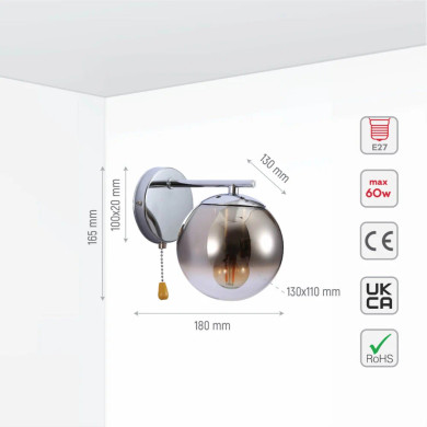Elegant Globe Wall Light with Pull Down Switch