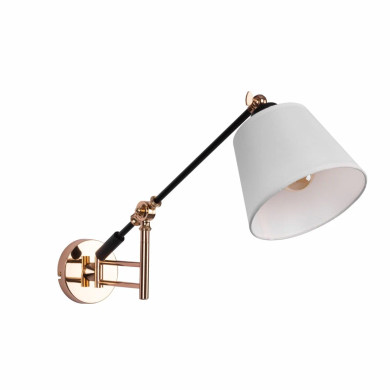 Golden Black Hinged Metal Swing Arm White Frustum Wall Light