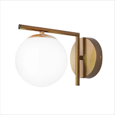 Opal Globe Glass L Shape Metal Wall Light