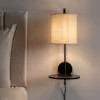 Black Metal Wall Lamp with Integrated shelf