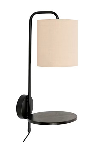 Black Metal Wall Lamp with Integrated shelf