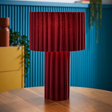 Cherry Ribbed Fabric Table Lamp