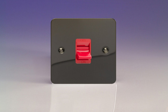 Varilight Iridium Ultraflat 45A Cooker Switch (Single Plate, Red Rocker)