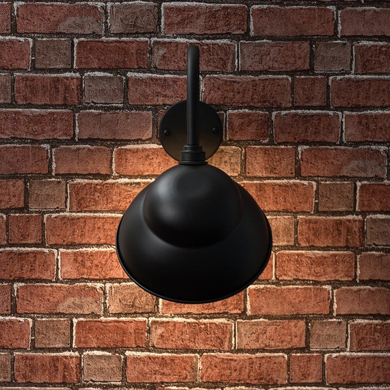 Porter Wall Light IP23 Swan Neck in Black