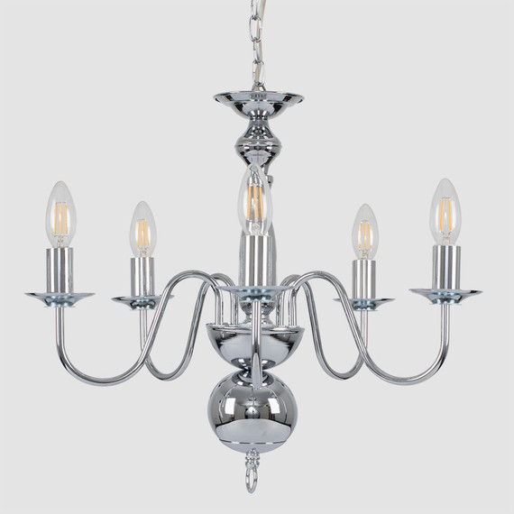 Gothica 5 Way Ceiling Light in Chrome