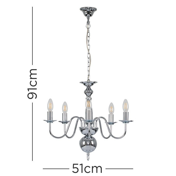 Gothica 5 Way Chrome Ceiling Light