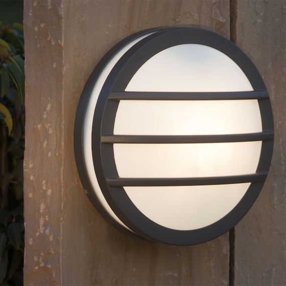 Lutec Large Titan Round Grated Bulkhead Wall Light