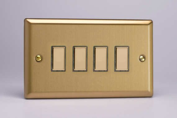 Varilight Brushed Brass Tactile Touch Control Dimming Companion Controller for use with Multi-Point Master on 2-Way Circuits (1-4 Gang)
