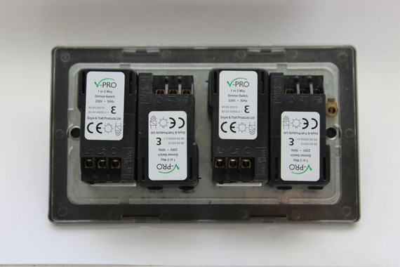 Varilight Primed Screwless 2-Way V-Pro Push On/Off Rotary LED Dimmer 0-120W (1-4 Gang) (SKU: MS-VAR-JDYP/DP401/252/303/254VS.PD)