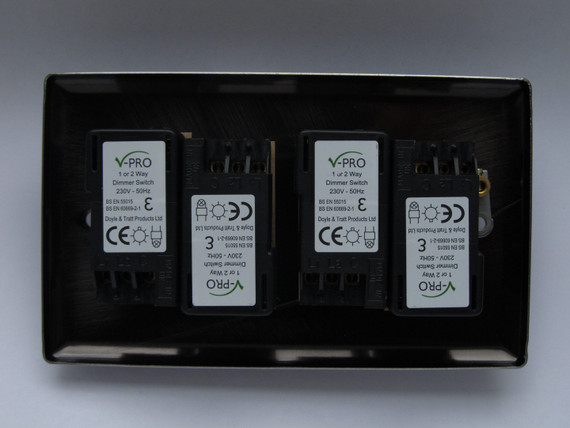 Varilight Brushed Steel 2-Way V-Pro Push On/Off Rotary Brushed Steel LED Dimmer 0-120W (1-4 Gang)