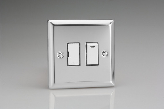Varilight Mirror Chrome 13A Switched Fused Spur White Insert