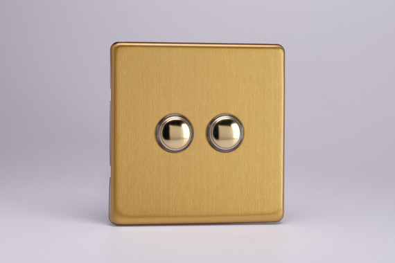Varilight Brushed Brass Screwless 6A 1 or 2-Way Push On/Off Impulse Switch (1-4 Gang) Varilight Brushed Brass Screwless 6A 1 or 2-Way Push On/Off Impulse Switch (1-4 Gang)