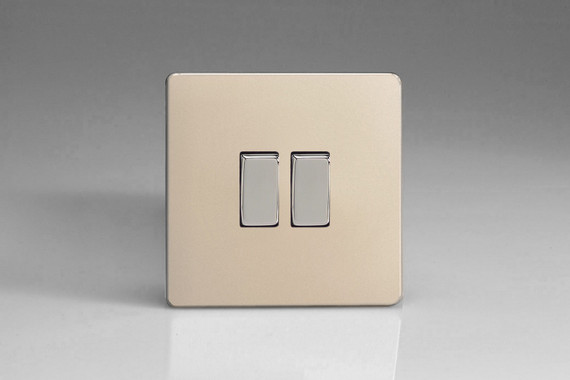 Varilight Satin Chrome Screwless 10A 1 or 2-Way Rocker Switch (1-6 Gang)