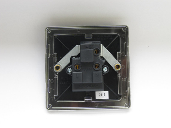 Varilight Brushed Steel Screwless 1-Gang 5A Round Pin Socket
