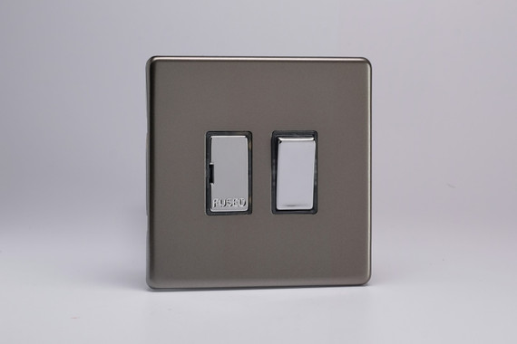 Varilight Pewter Screwless 13A Switched Fused Spur