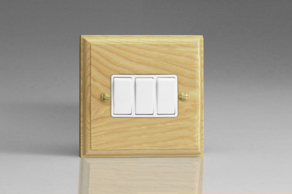 Varilight Ash Kilnwood 10A 1 or 2-Way Rocker Switch (1-3 Gang)