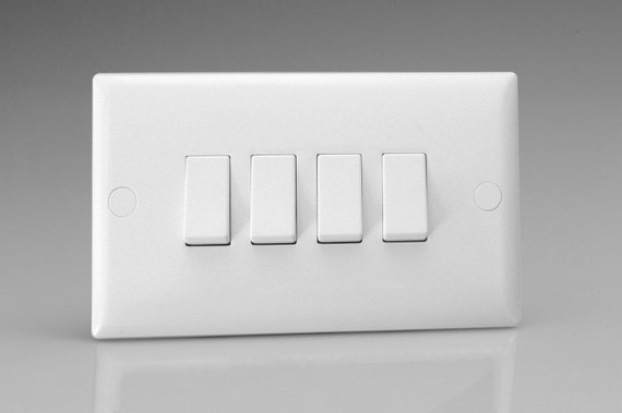 Varilight White 10A White Rocker Switch (1-4 Gang)