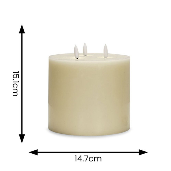 LED 3 Wick Flickering Candle with Remote Control