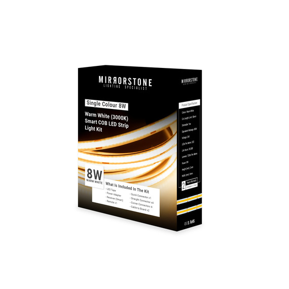 Aon Single Colour 8W Warm White (3000K) Smart COB LED Strip Light Kit Aon Single Colour 8W Warm White (3000K) Smart COB LED Strip Light Kit