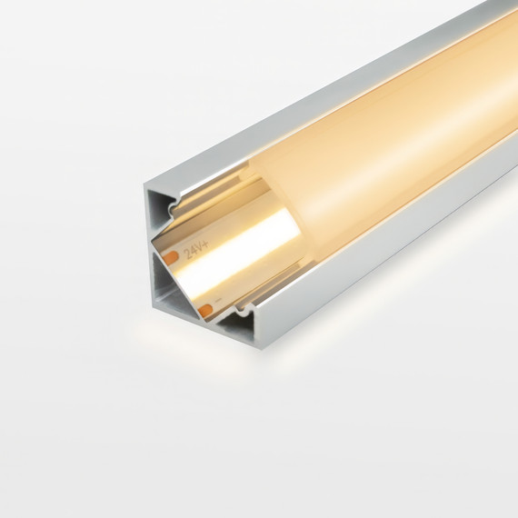 1M Corner Wide Aluminium Profile With Clip-In Frosted Diffuser 18.1mm x 18.1mm