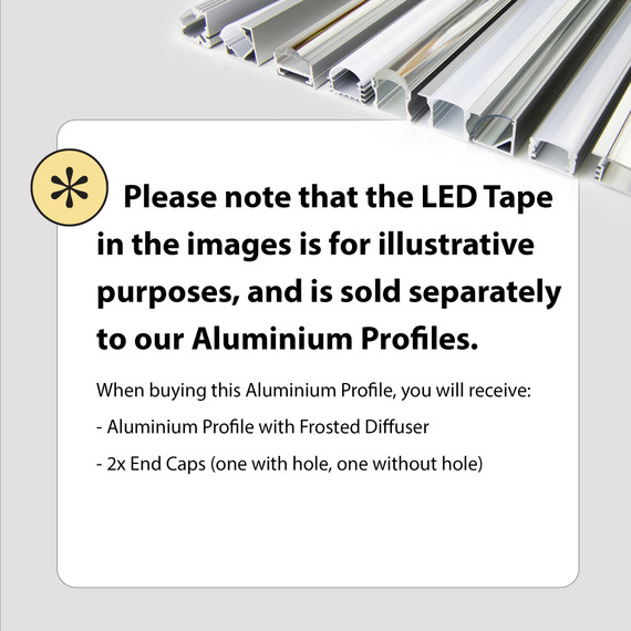 1M Recessed Wide Aluminium Profile With Clip-In Frosted Diffuser 30.3mm x 9.5mm