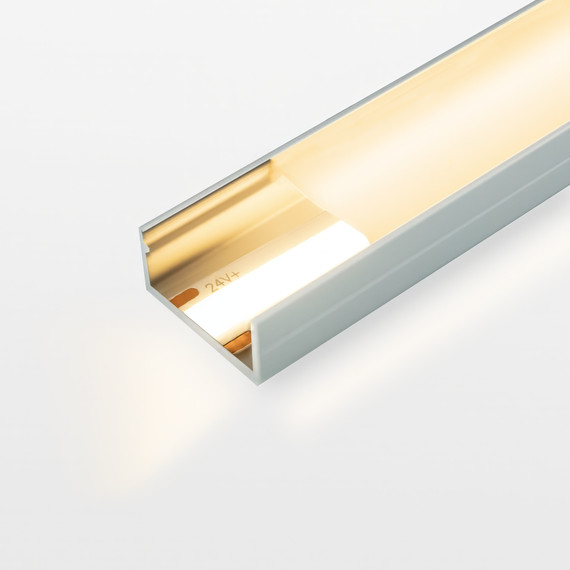 2M Slim Wide Aluminium Profile With Slide-In Frosted Diffuser 18mm x 8.5mm