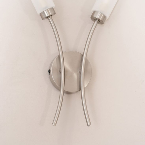Maya Wall Light 2 Arm with Frosted Glass in Brushed Chrome